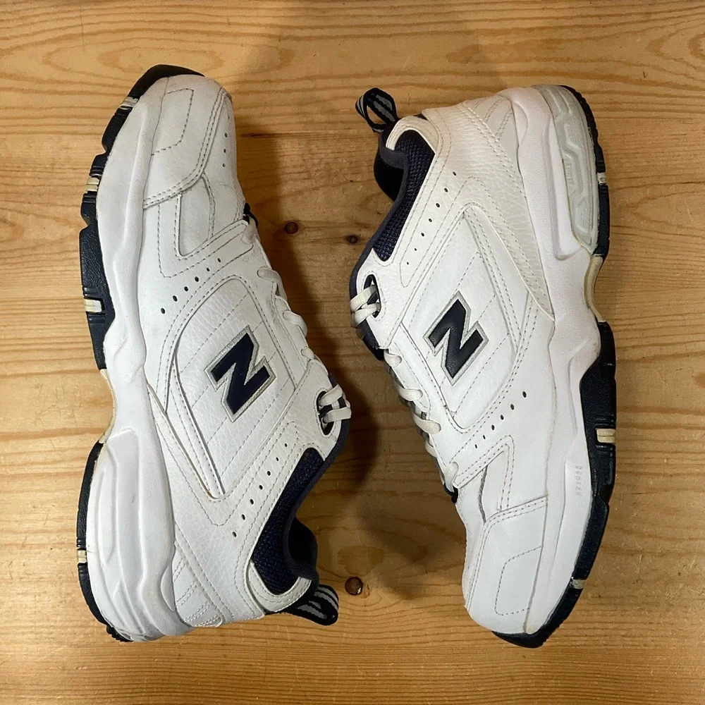 New Balance 608 v2 Training Shoes Men’s 8 4E X-WIDE White Navy Leather MX608V2W